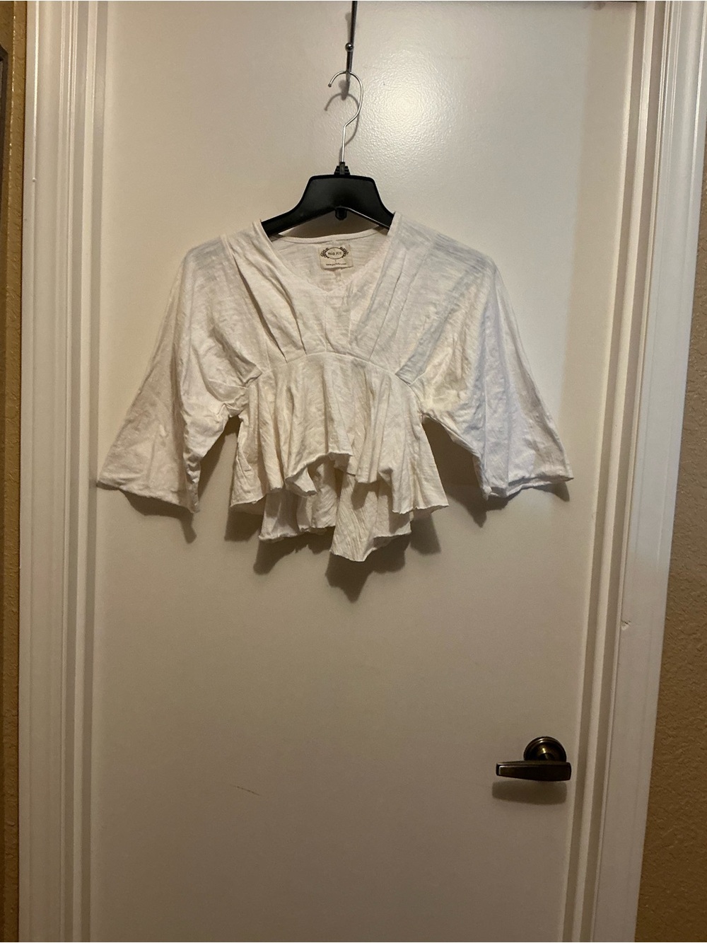Cropped White Ruffle Front Peplum Top - Kids